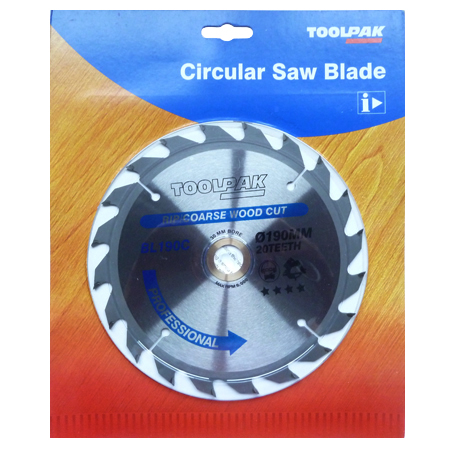 TCT Circular Saw Blade 190mm x 30mm x 20T Professional Toolpak 